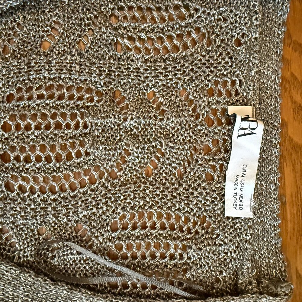 SILVER METALLIC KNIT SWEATER ZARA